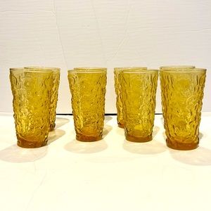 Vintage amber set of 8 glassware 12 oz